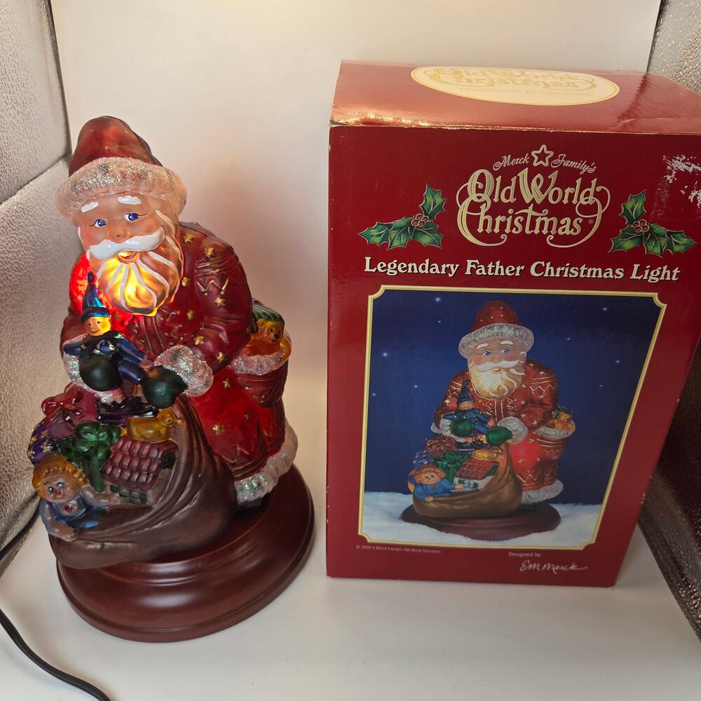 Merck Old World Christmas Legendary Father Christmas Light 2000 Boxed 10"